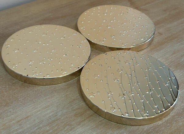 BATH & BODY WORKS CANDLE LIDS ONLY DECORATIVE RAISED SILVER STARS PATRIOTIC STAR gallery