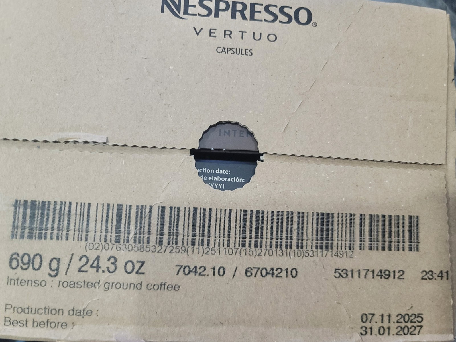Nespresso Vertuo, Intenso 6 sleeves 10 each Dark Roast Coffee 60 Pods 01/31/2027 gallery