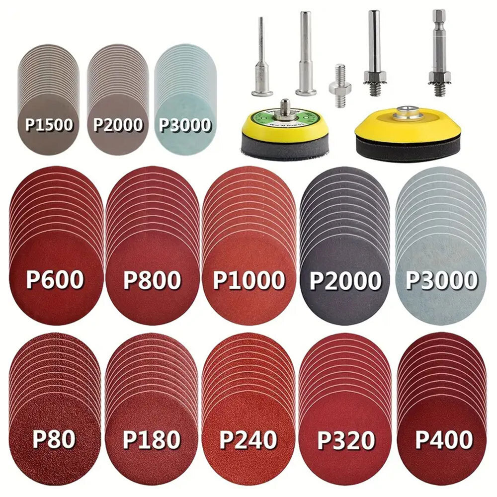 160Pcs Sanding Discs Pad Kit For Drill Sander Attachment Sandpapers 2/3inch 50mm gallery