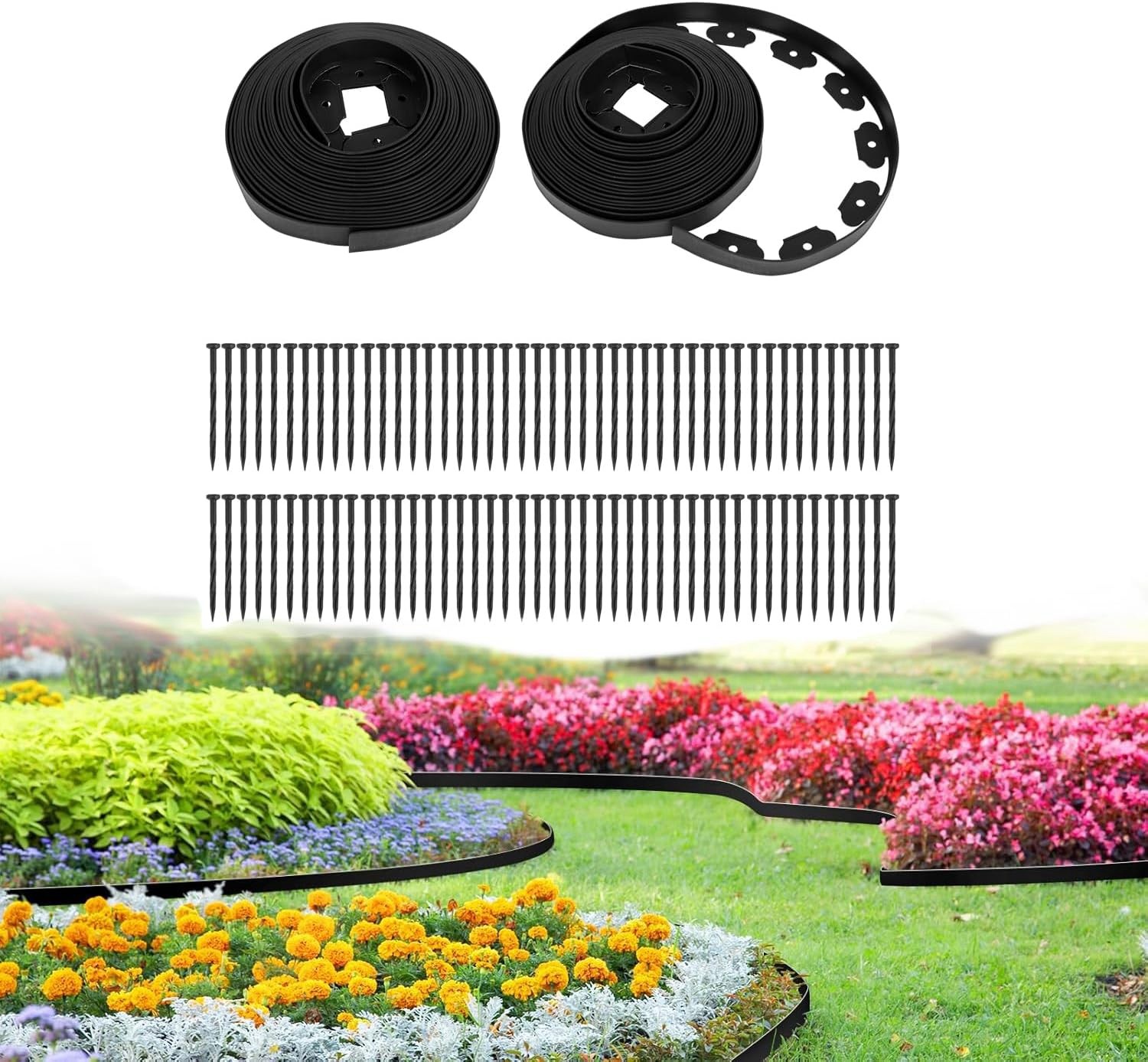 Landscape Edging 100ft x 1.5 in L-Shaped Plastic Garden Border No Dig Black gallery