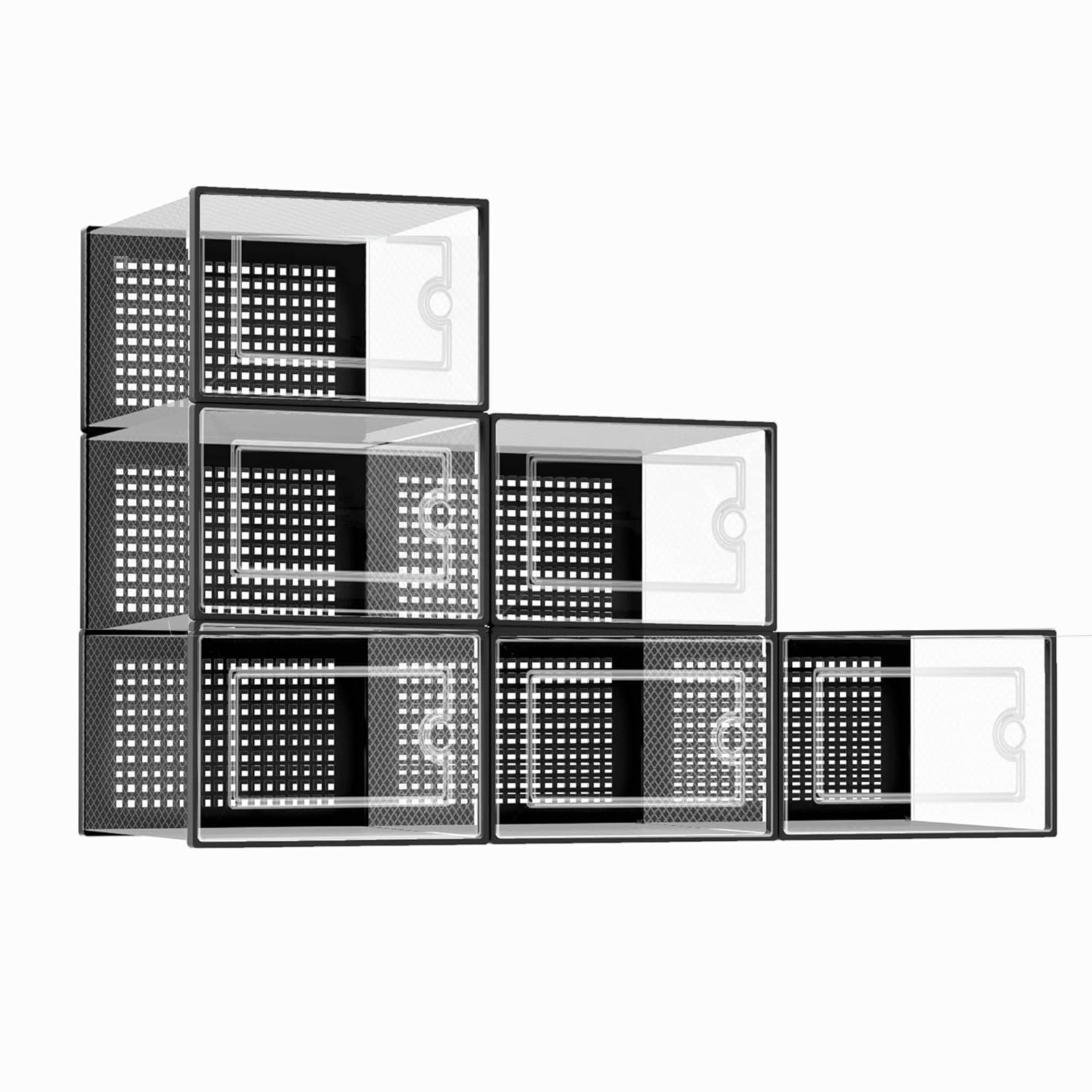 Large Shoe Storage Boxes Organizers Clear Plastic 6 Pack, Shoe Rack Holder US gallery