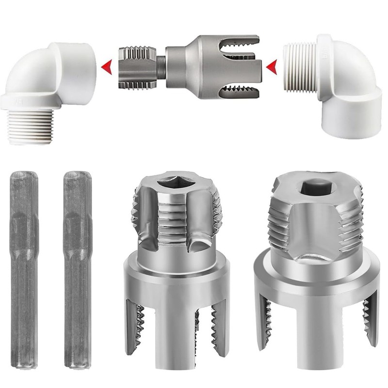 Integrated Internal & External Pipe Threading Tool Steel PVC Pipe Threader Kit gallery