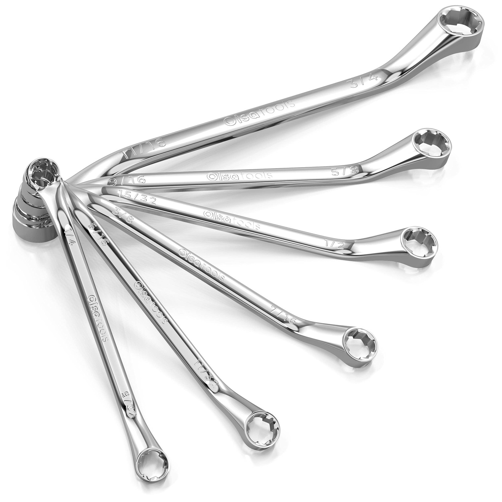 Olsa Tools 6pc Box End Wrench Set, 45-Degree Offset, Chrome Vanadium Steel, I... gallery