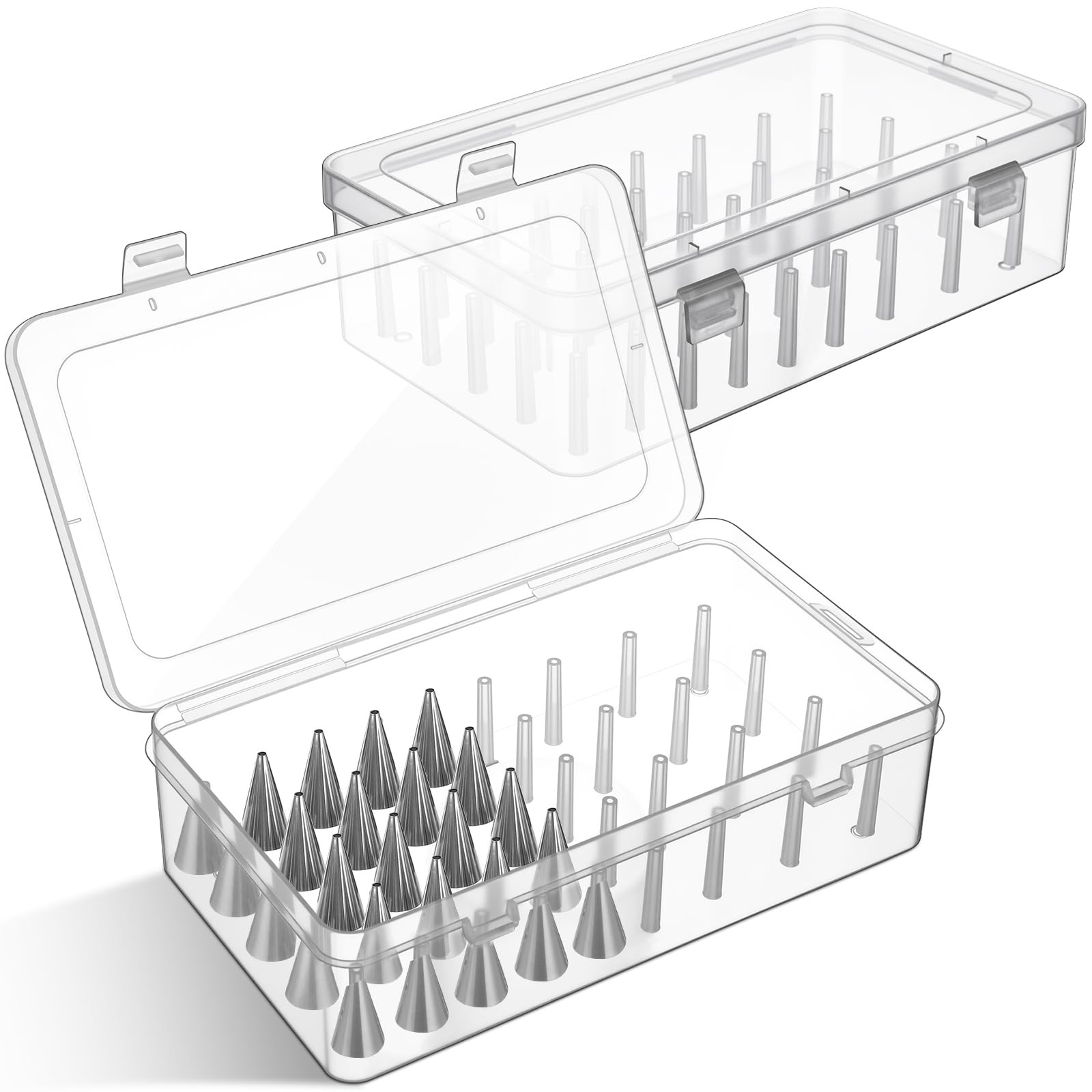 2 PCS Piping Tip Box Fixed Pins 84 Organizer Baking Cake Decoration Storage gallery