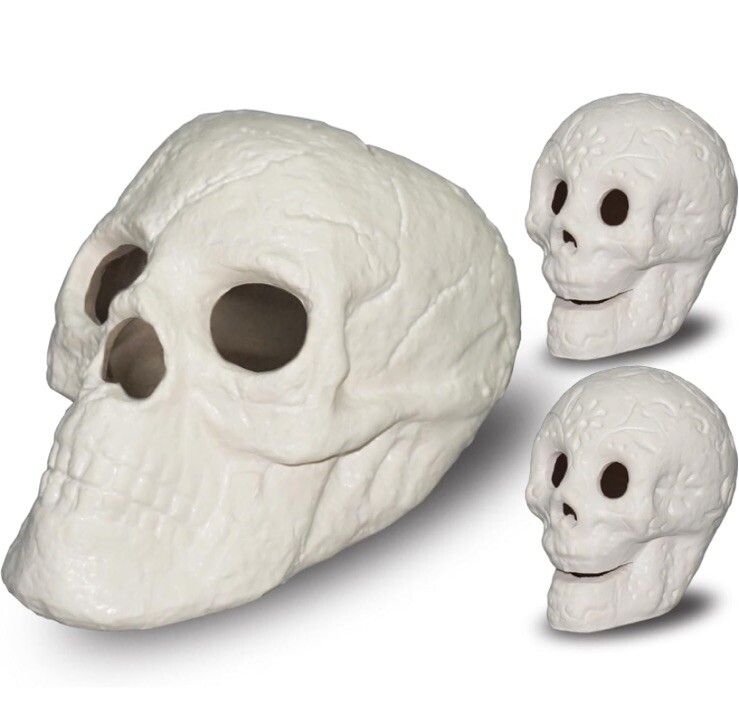 Fire Pit Skulls,Reusable Ceramic Skull, 1 Large 2 Small Skulls gallery