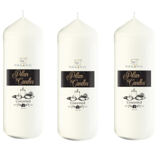 3 Pack Pillar Unscented Wax Tealight Candles Ivory 6'' tall Tea Lights 2.8"X 6'' gallery