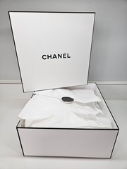 Authentic CHANEL White Logo Two Piece Gift Box with Tissue Paper 8.75″ x 8.75″