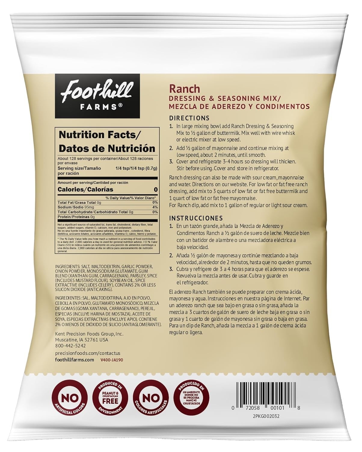 Ranch Dressing Seasoning Mix Foothill Farms Herbal Spice Blend 3 oz Pack of 18 gallery