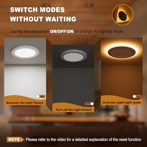 6 Pack 6" Dimmable Canless LED Recessed Lights, 5CCT Night Light, 1080LM, ETL Ce gallery
