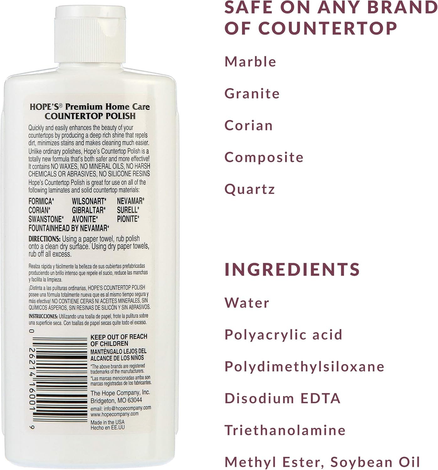 HOPE'S Countertop Restoration Polish - Shines and Protects with 8 Fl Oz, Pack 1 gallery