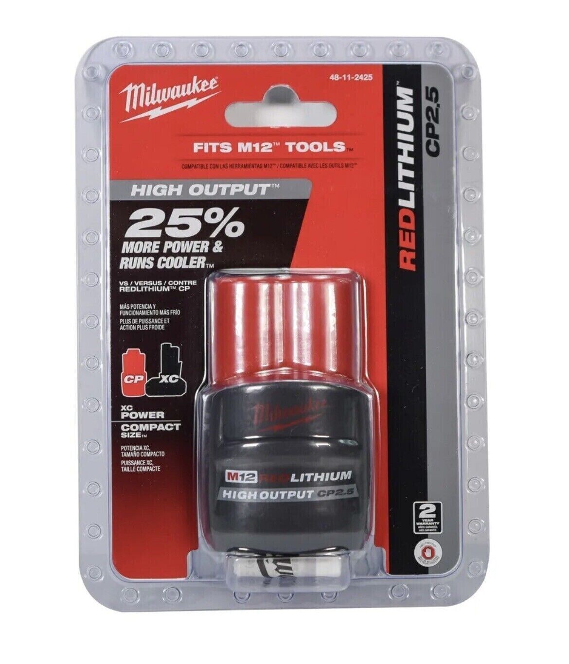 Milwaukee 48-11-2425 M12 12 Volt Red Lithium High Output CP2.5 gallery