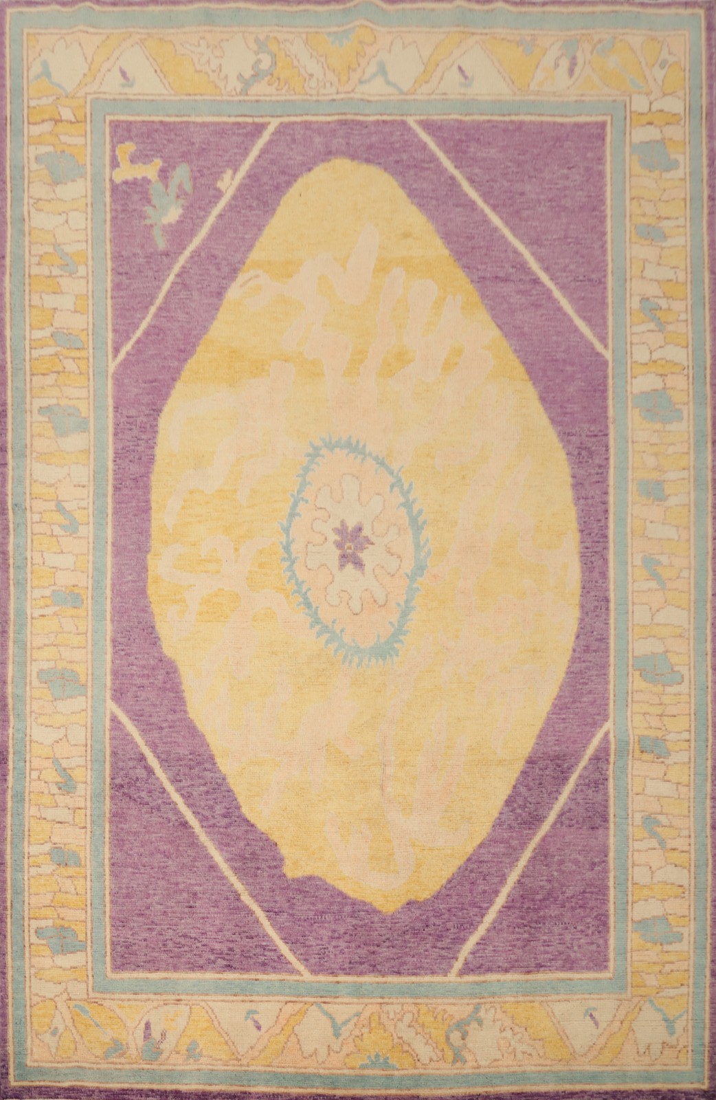 Vegetable Dye Oushak Area Rug 6x8 Living Room Gold/ Purple Handmade Wool Carpet gallery