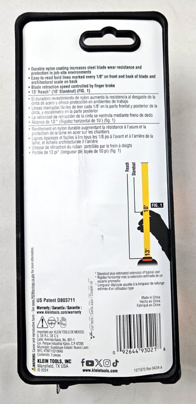 Klein Tools 2 Pack 25' Compact Double-Sided Tape Measure w/ 13' Reach 9525VP gallery