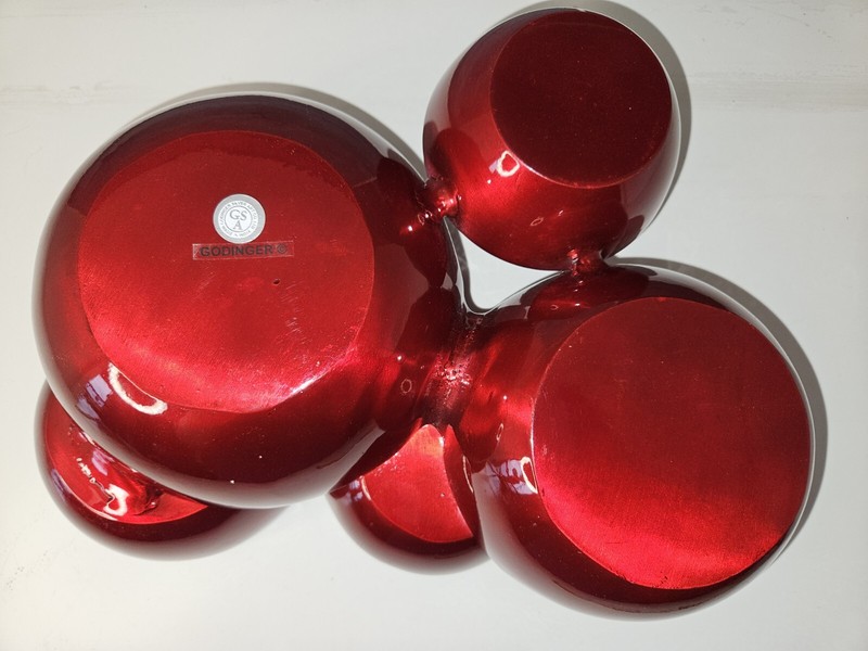 Godinger Silver Art Company Ruby Red Enamel on Metal Cluster Serving Bowls gallery