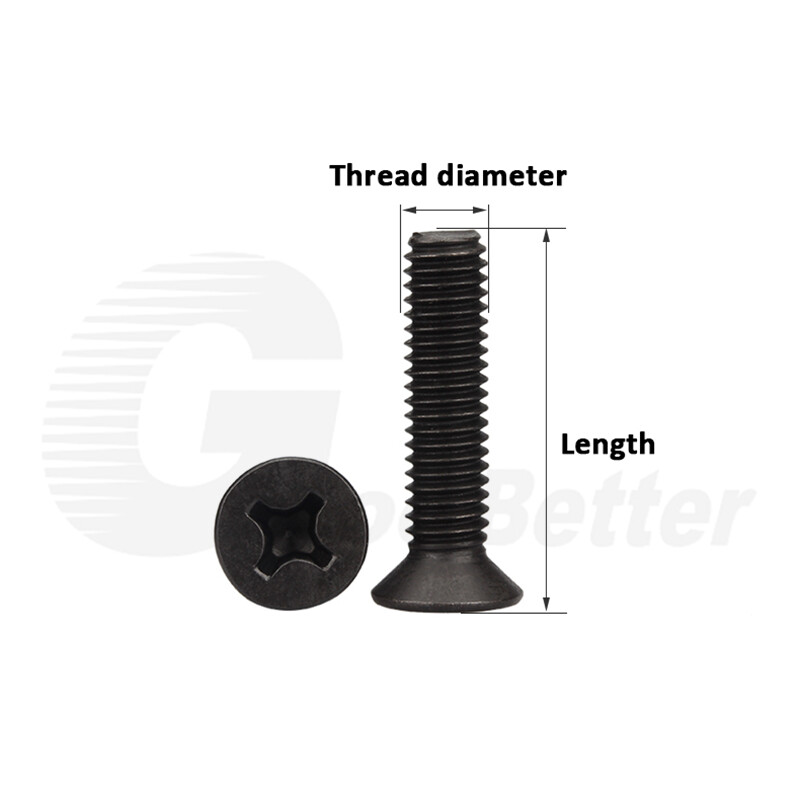 PHILLIPS MACHINE SCREWS COUNTERSUNK FLAT HEAD BOLTS M1 M1.2 M1.4 M1.6 - M6 Black gallery