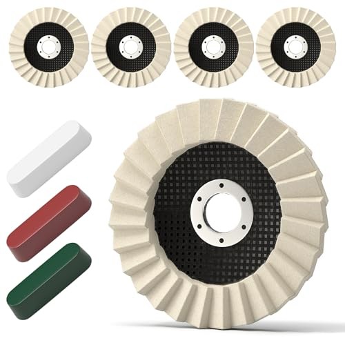 8 Pcs Wool Polishing Wheel & Compound Kit – 5 Buffing Wheels (4-1/2" x 7/8") gallery