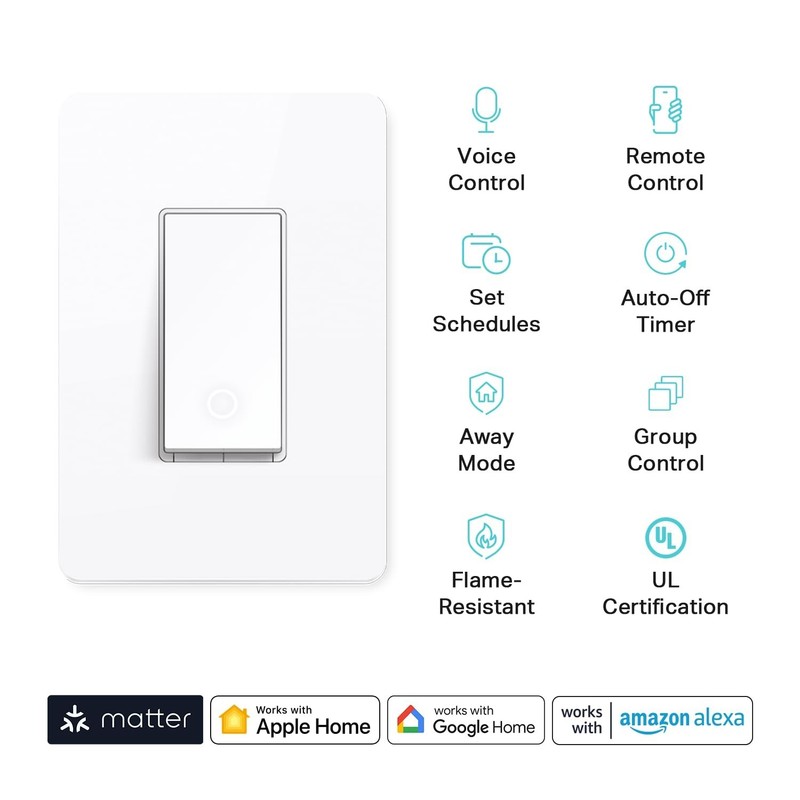 Smart Light Switch Matter Certified 3 Pack Voice App Control Wi-Fi gallery