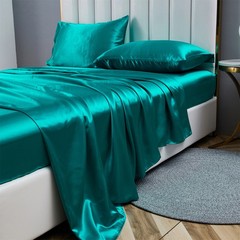 12 Colors Satin Sheet Set Smooth Soft Faux Silky Bedding Sheets Fade Resistant