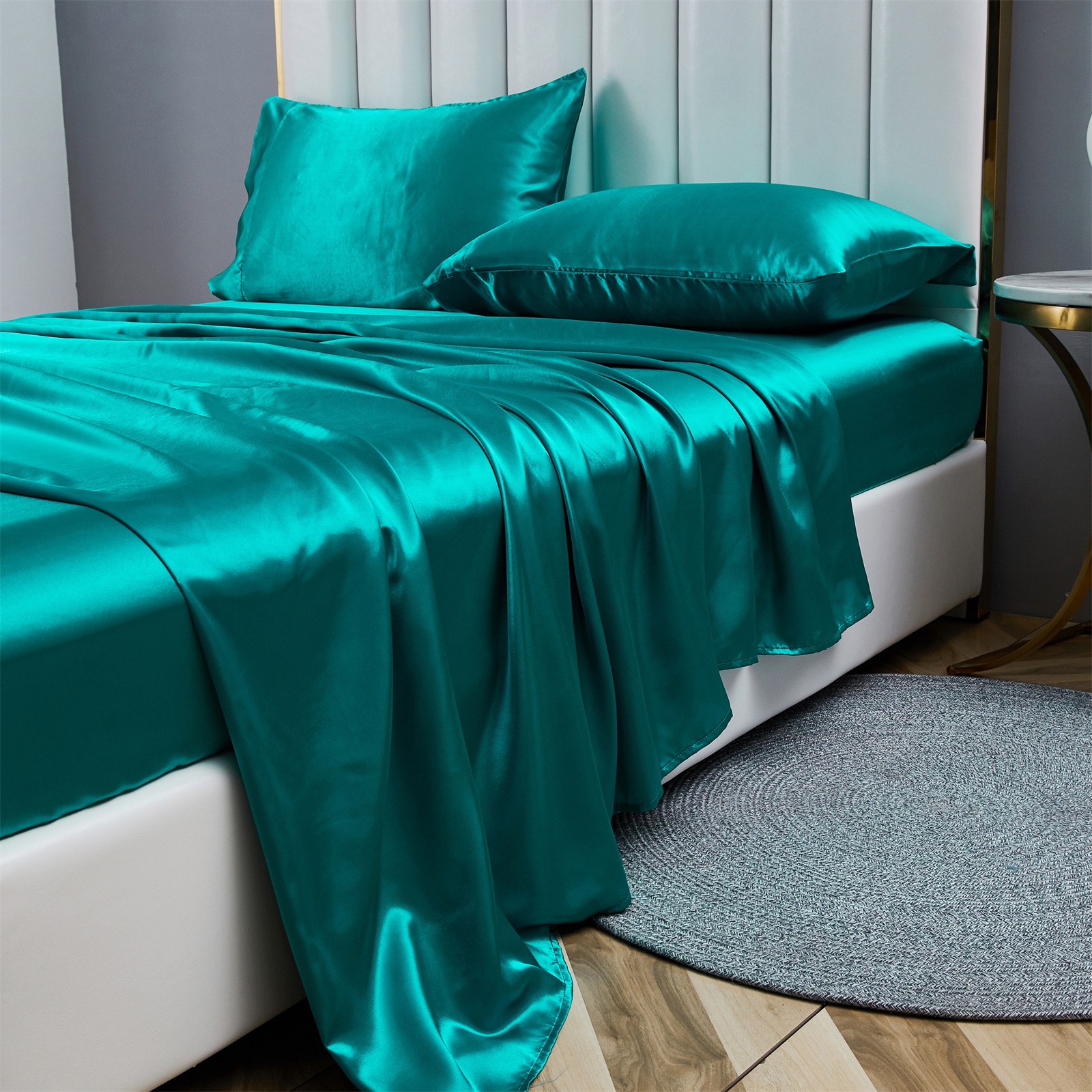 Multi-Color Satin Silk Sheet Set Wrinkle Free Bed Sheet w/Pillowcase Deep Pocket gallery