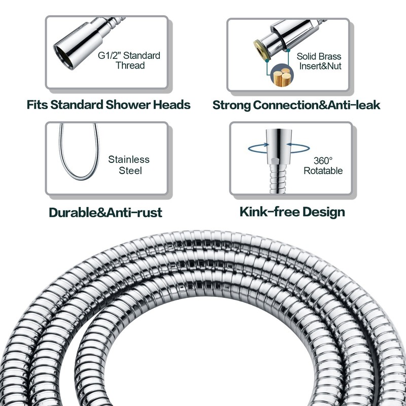 5 Spray Settings Handheld Shower Head Kit with 60" Long Stainless Steel Hose gallery