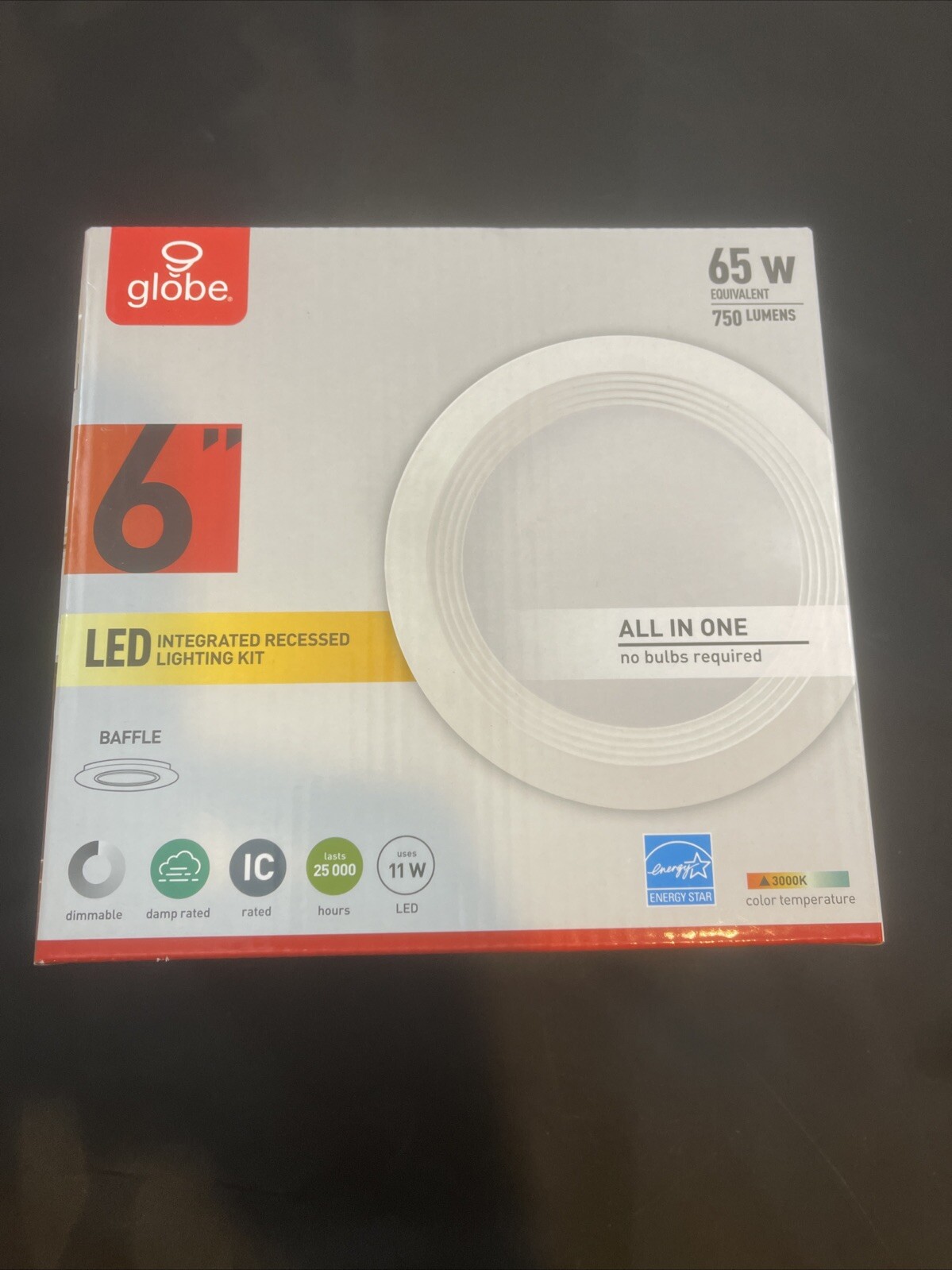 Globe 6 Inch Led Integrated Recessed Lighting Kit 65W 750 Lumens gallery