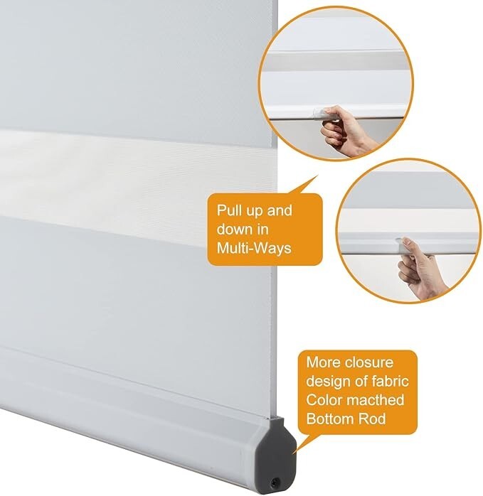 Custom Cordless Zebra Blinds for Windows Free-Stop Roller Windows Shades White gallery