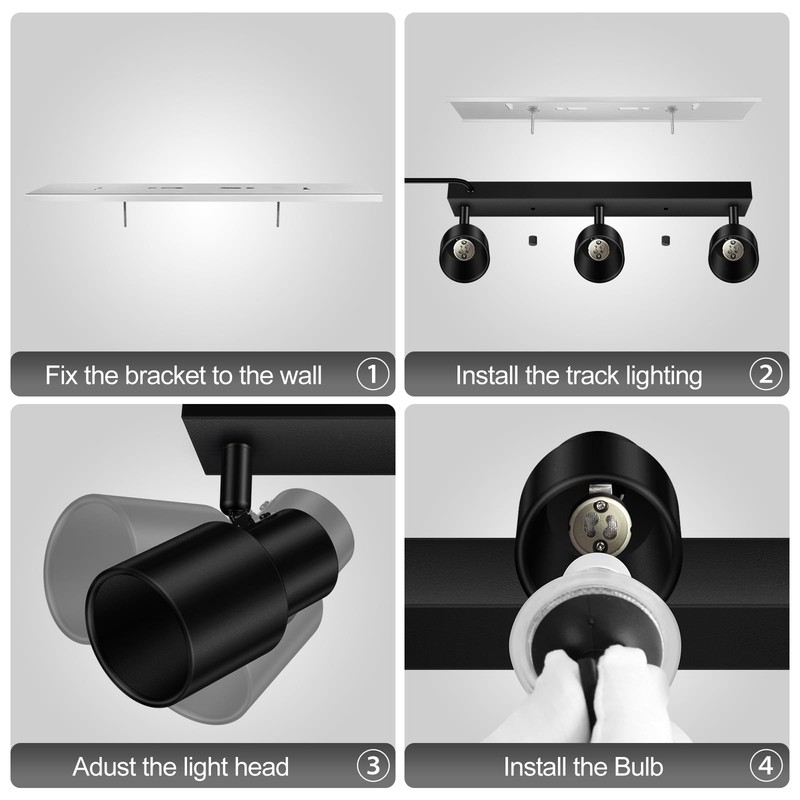 Plug-in Track Lighting LED, Track Light Fixtures Ceiling, Black Plug in Wall ... gallery