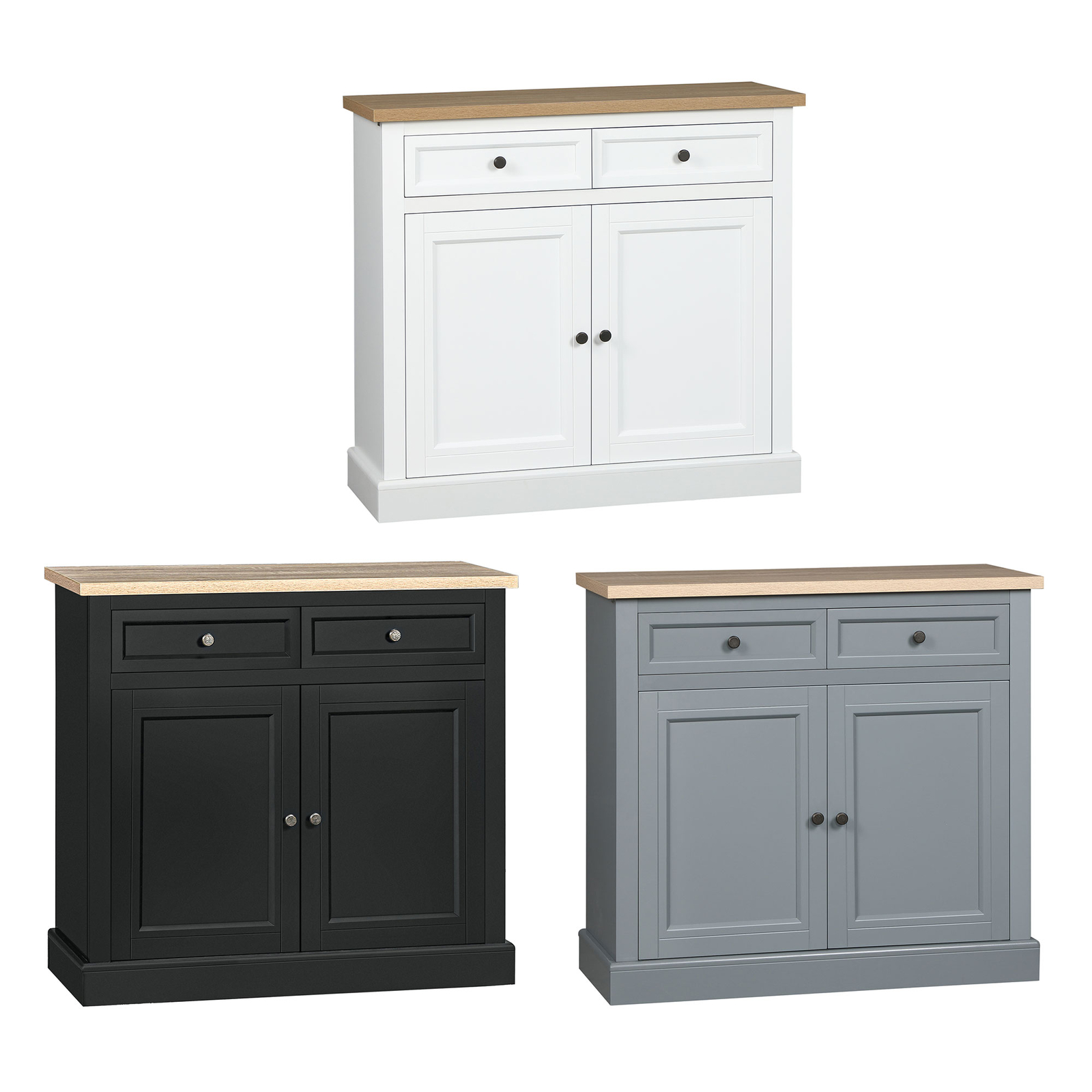 Modern Buffet Cabinet with 2 Storage Drawers and Adjustable Shelves gallery