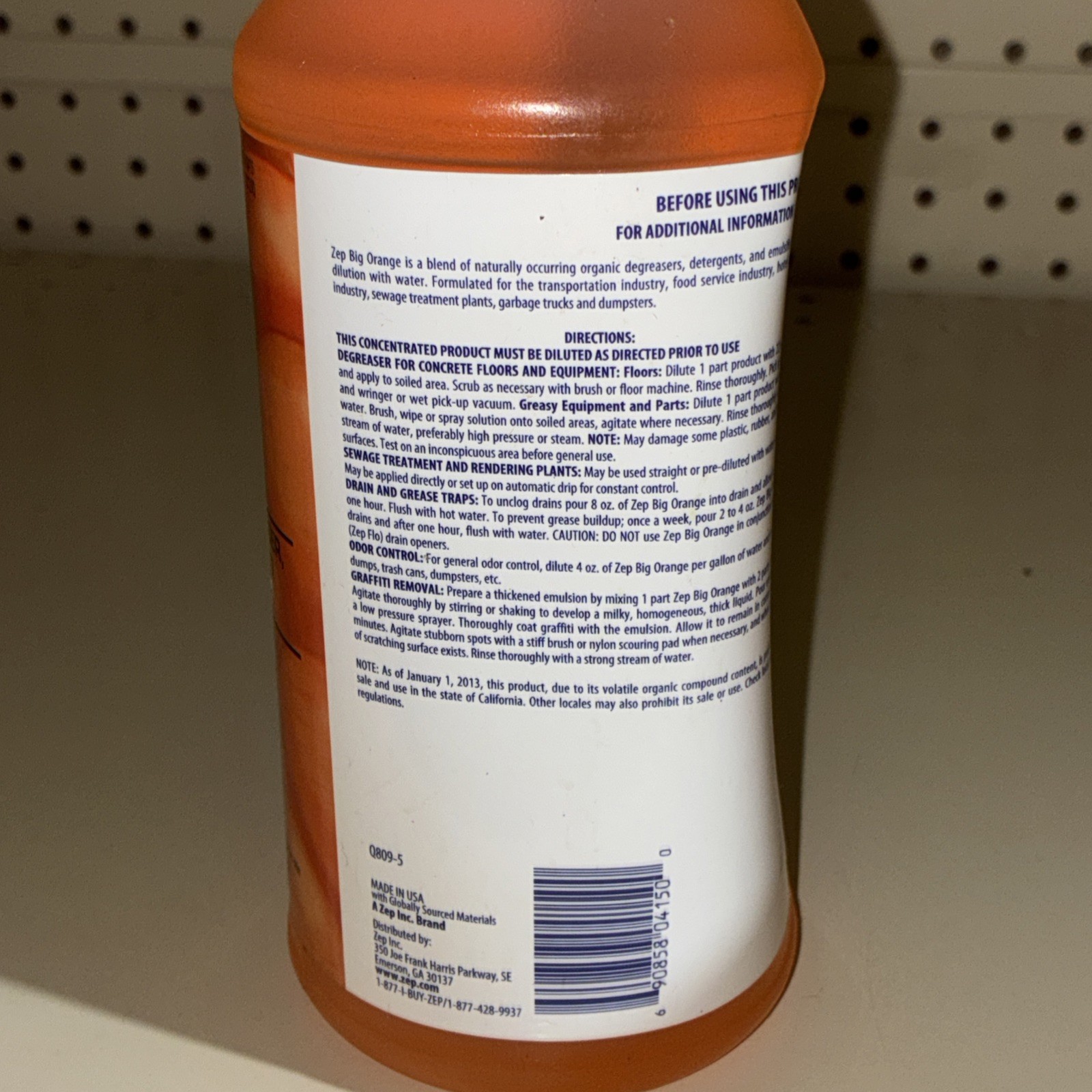 ZEP BIG ORANGE INDUSTRIAL DEGREASER & GRAFFITI REMOVER - 32 OZ. gallery