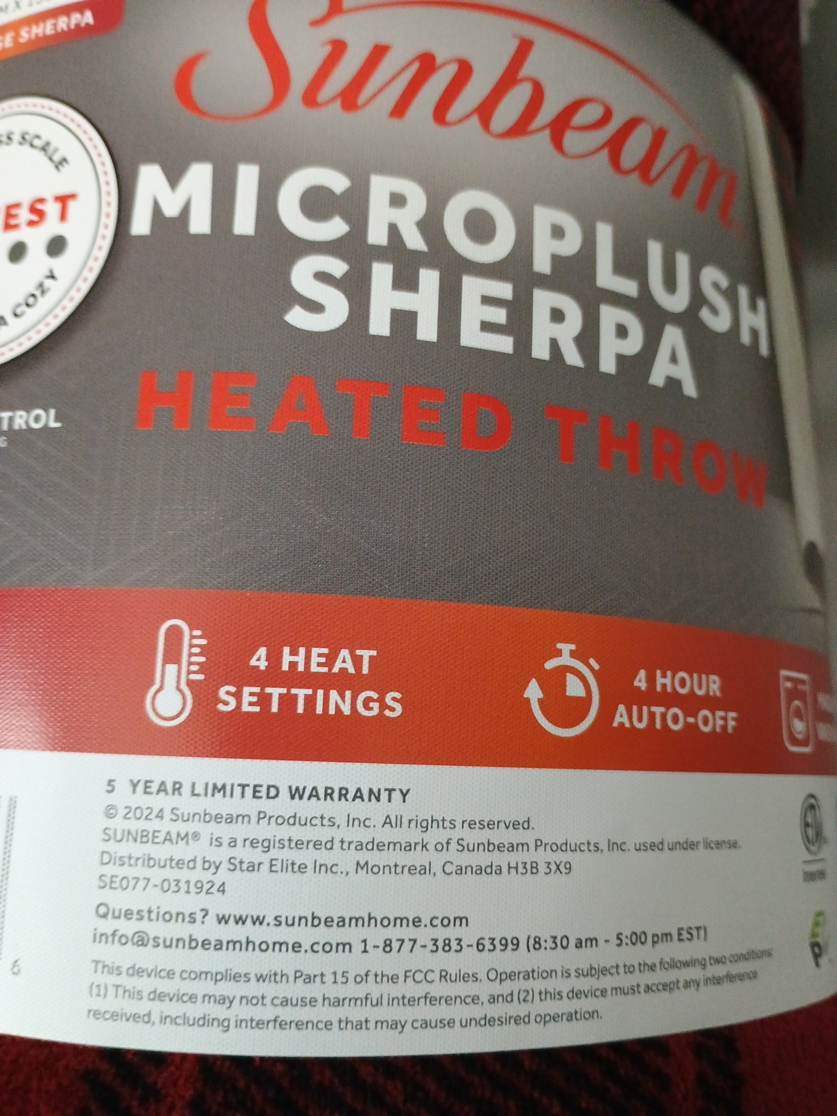 Sunbeam Microplush Reverse Sherpa Electric Heated Throw Blanket 50" x 60" (30) gallery