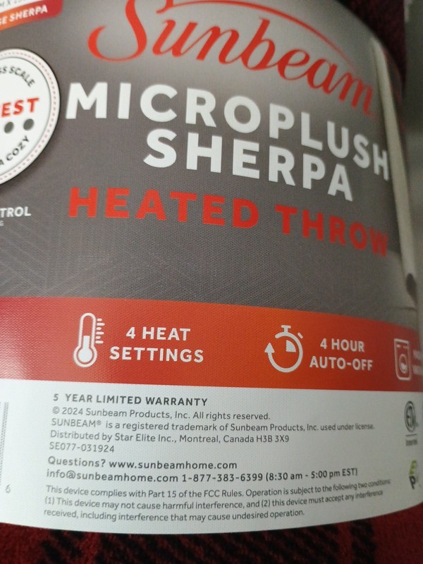 Sunbeam Microplush Reverse Sherpa Electric Heated Throw Blanket 50" x 60" (30) gallery