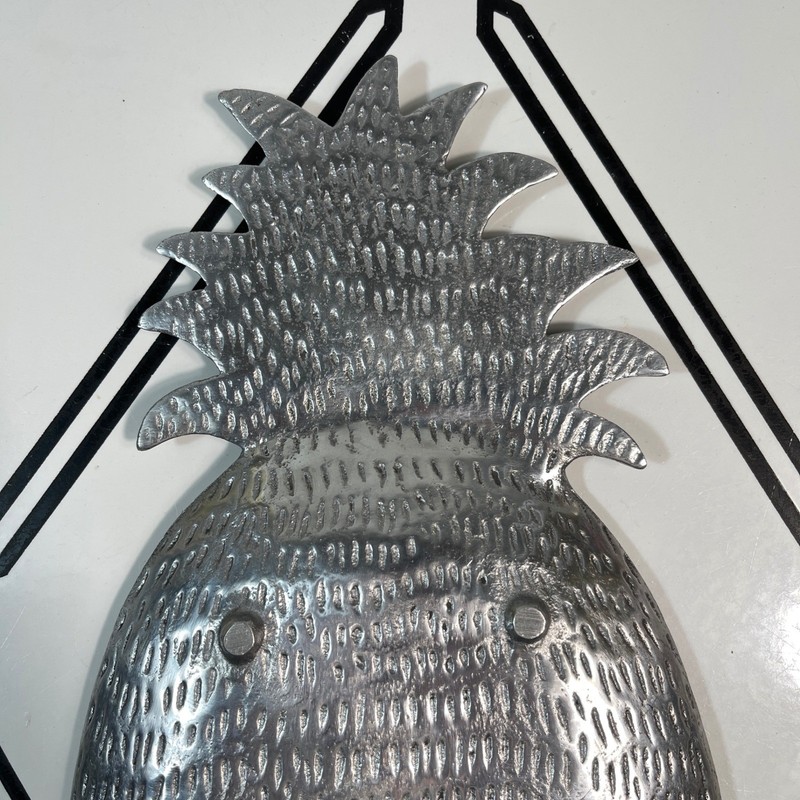 Pineapple‑Shaped Metal Serving Tray Made in India 11¾″ x 6½″ Tropical Decor gallery