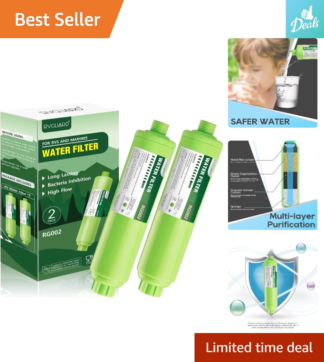 Eco-Friendly Inline RV Water Filtration - Removes Bad Taste & Rust, 2 Pack gallery