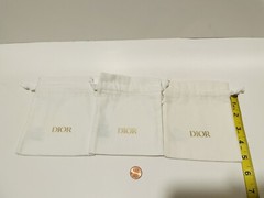 3 DIOR Small White Drawstring Bag Pouch 5x5in