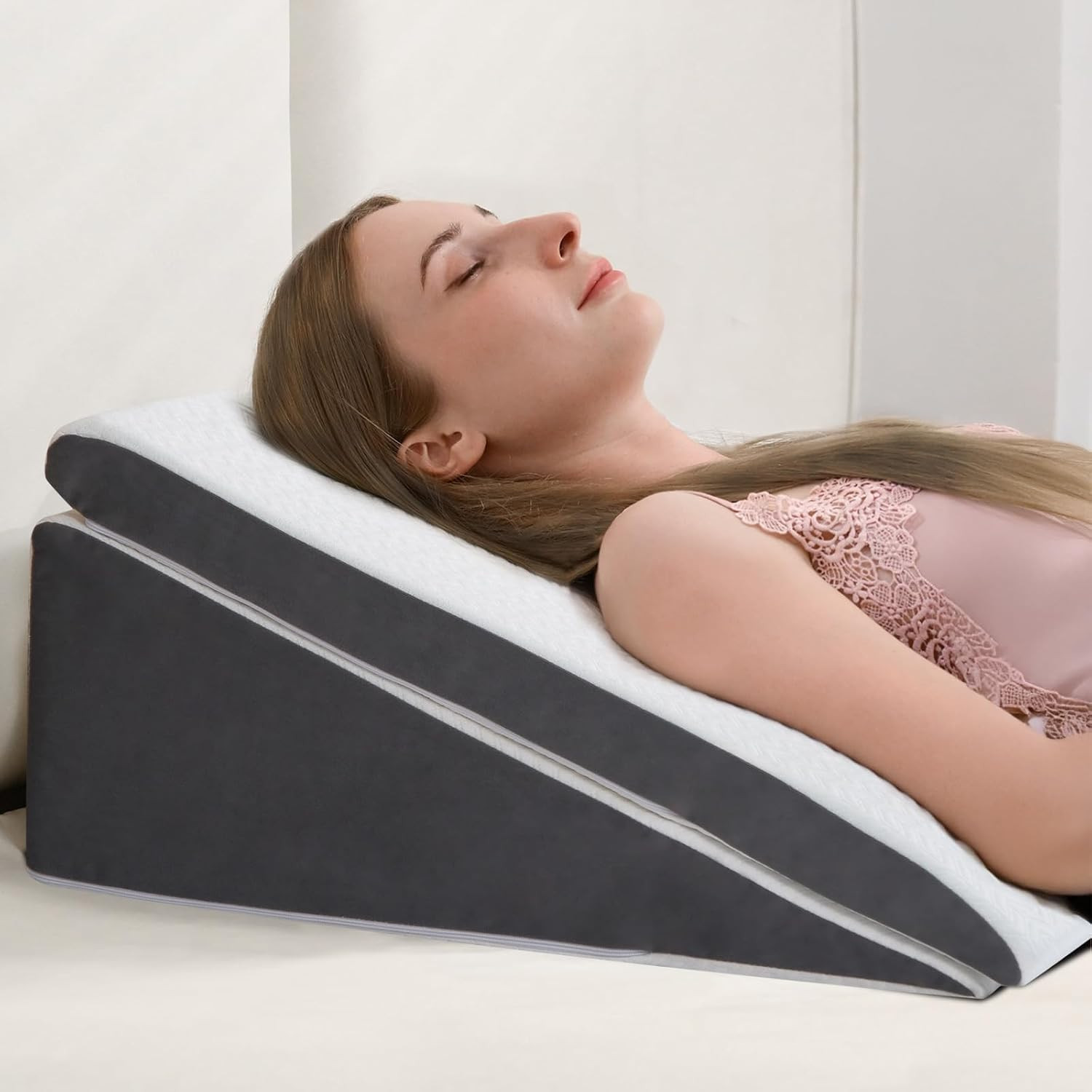 2-Pack Adjustable Wedge Pillow for Sleep Apnea & Back Pain, Memory Foam Triangle gallery