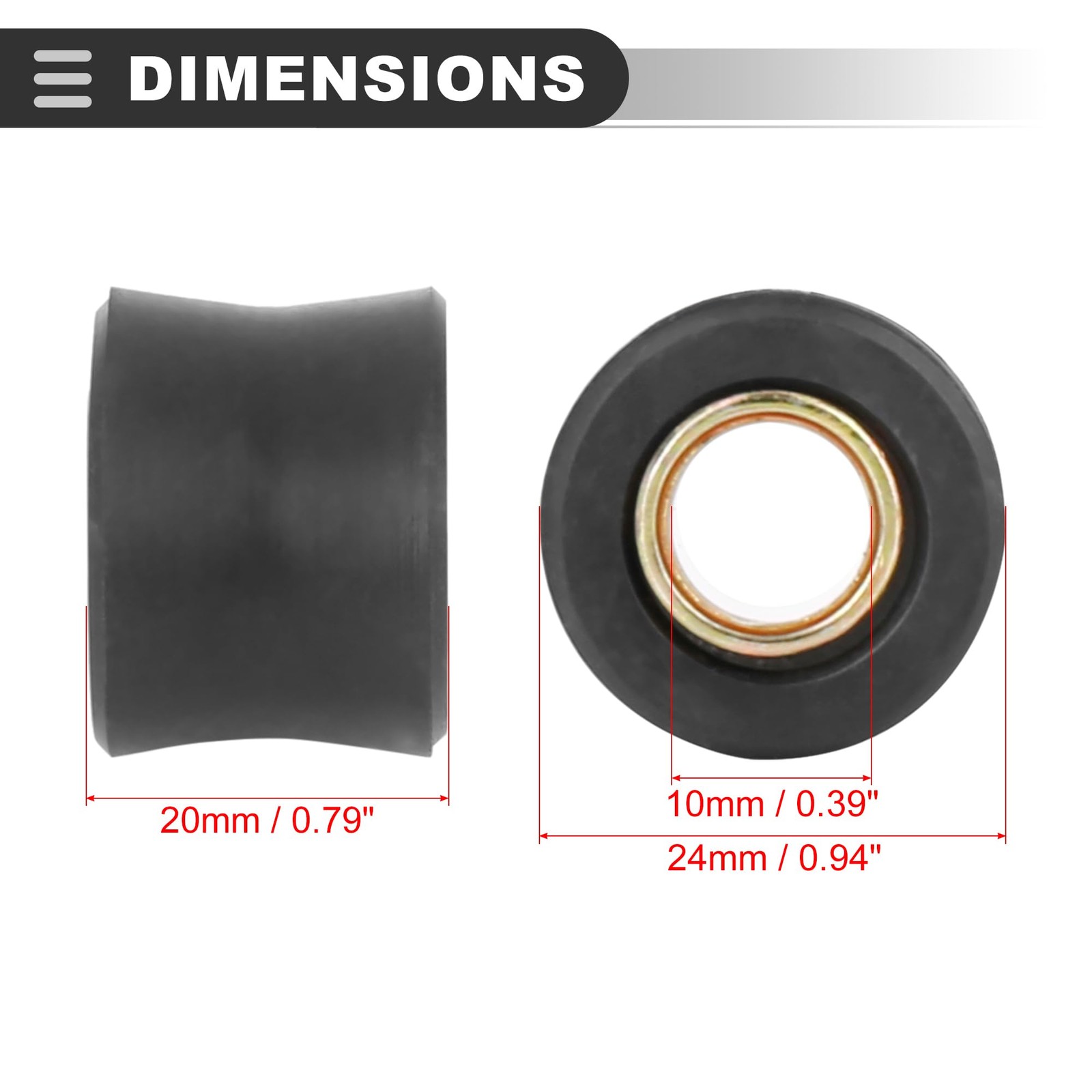 Universal Motorcycle Rear Shock Bush PlasticMetal Black 10 Pc gallery