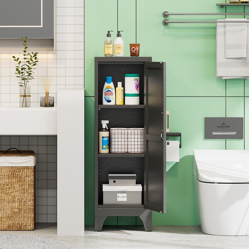 Kitchen Pantry Storage Cabinet with Lock 2 Shelves Freestanding Cupboard Cabinet gallery