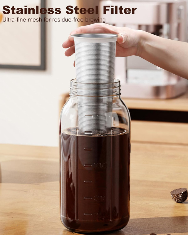 Cold Brew Coffee Maker 64Oz, Iced Coffee Maker with 304 Stainless Steel Filter, gallery