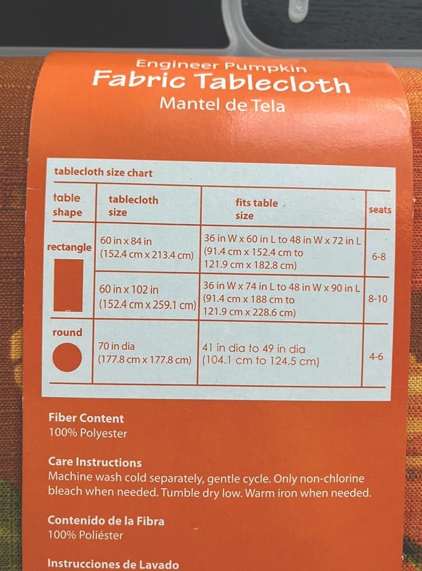 Fall Engineer Pumpkin Fabric Tablecloth 52 X 102 Inches. Easy Care gallery