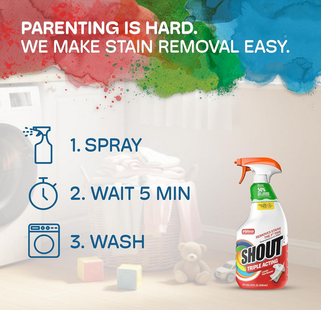 Shout Active Enzyme Laundry Stain Remover Spray, Triple-Acting Formula, 22oz gallery