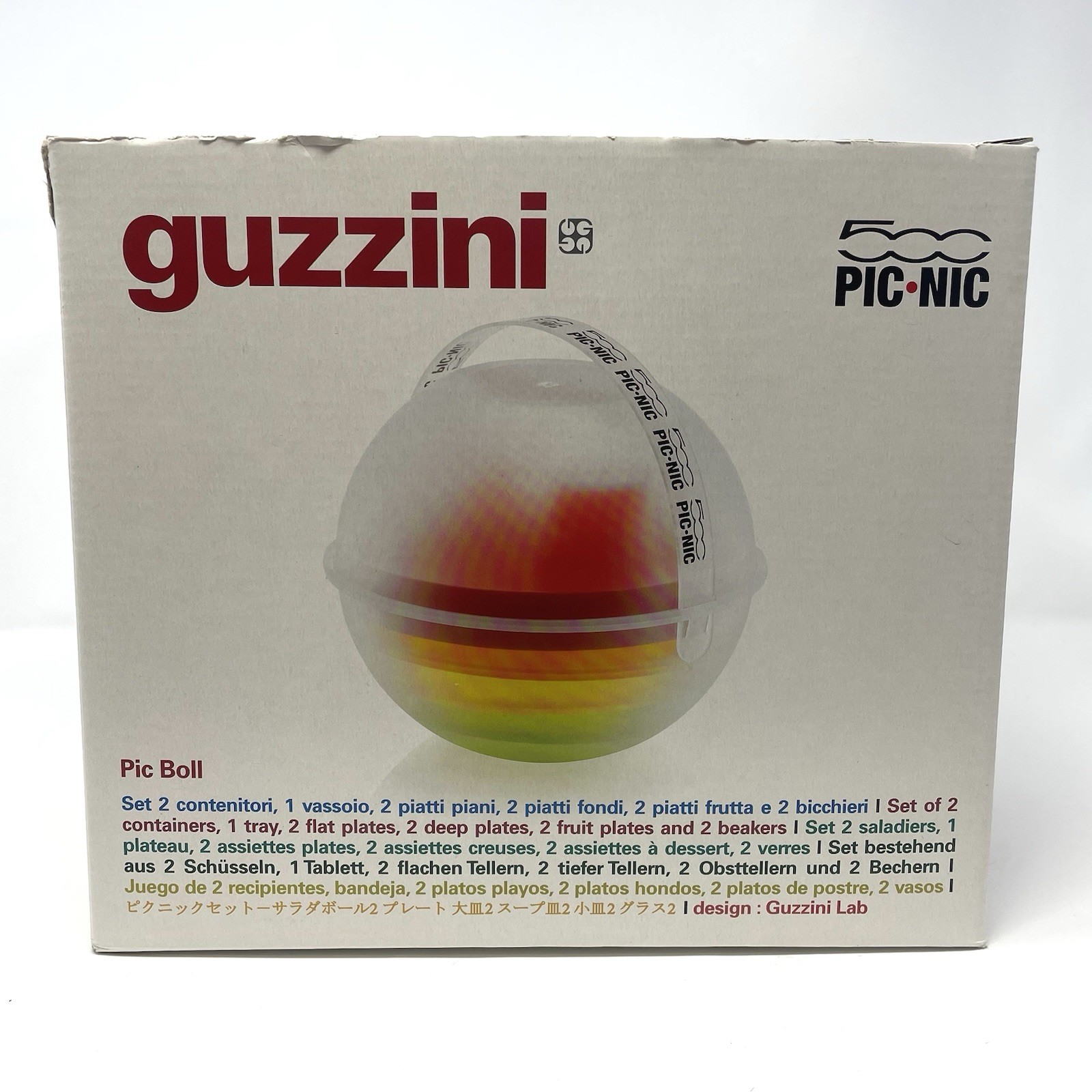 GUZZINI 500 FIAT PIC NIC BOLL PLASTIC BALL DESIGN MODERN PICNIC SET FOR 2 NEW gallery