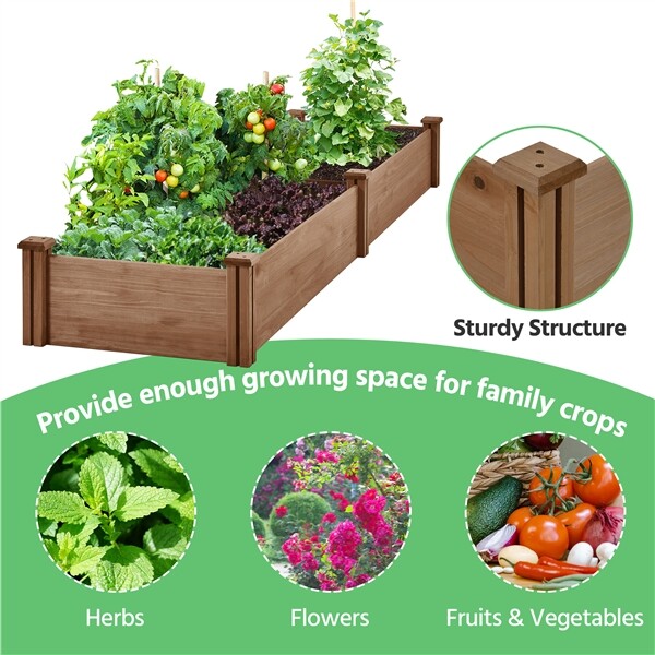 Wooden Raised Garden Bed Divisible Planter Box for Yard/Vegetable/Flower/Herbs gallery