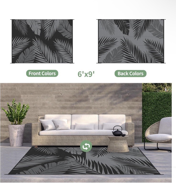 GENIMO Outdoor Rug 6’x9’ Waterproof for Patios Clearance Reversible Plastic gallery