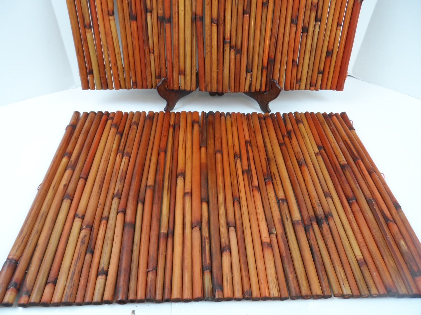 Pair Bamboo Table Mats Placemat Rattan Sturdy Thick Rich Brown 20 x 14 gallery