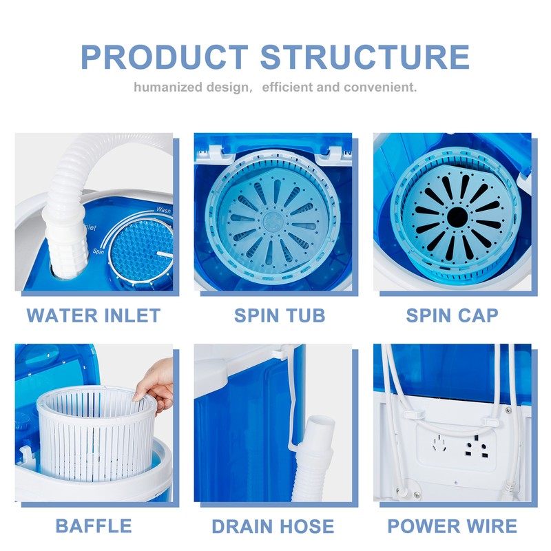 Portable Mini Washing Machine 6lbs Compact Single Tub Washer w/Spin Cycle Basket gallery