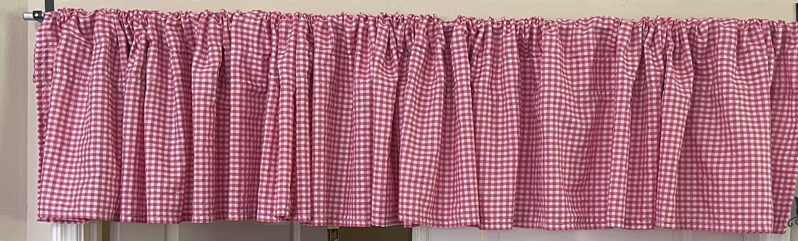 200"L x 19" W Inch Long Valance Window Topper PINK Gingham gallery