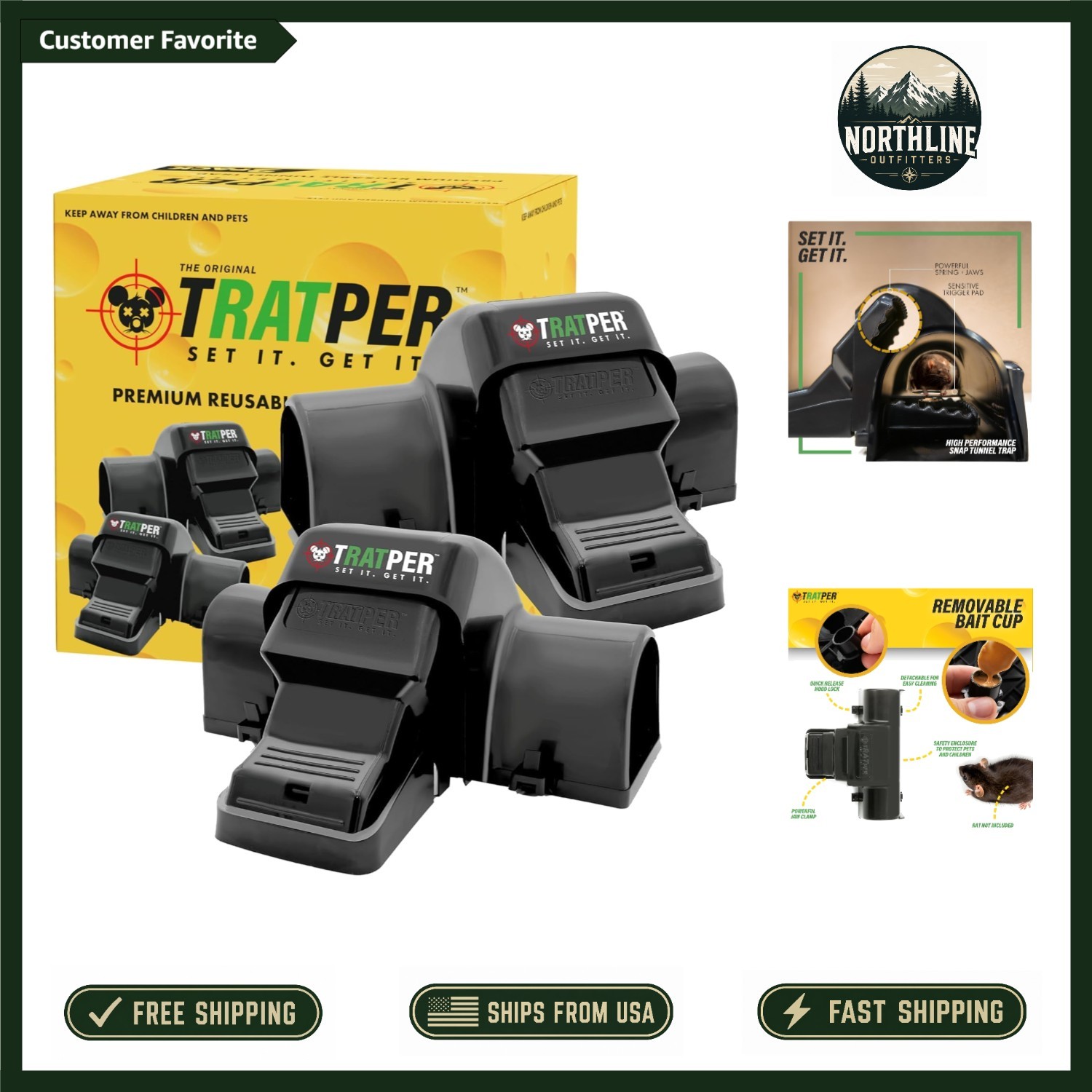 Dual Tunnel Easy-Set Rat and Chipmunk Traps - Safe for Pets & Kids gallery