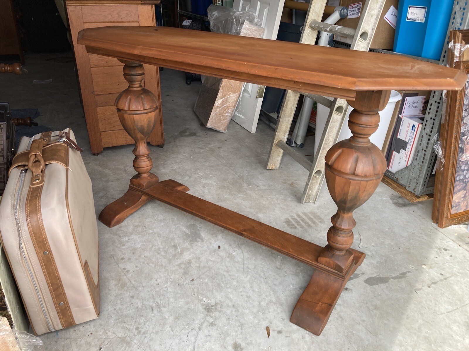 Jacobean Refectory Trestle Side Couch Window Table Low Cross Stretcher Antique gallery