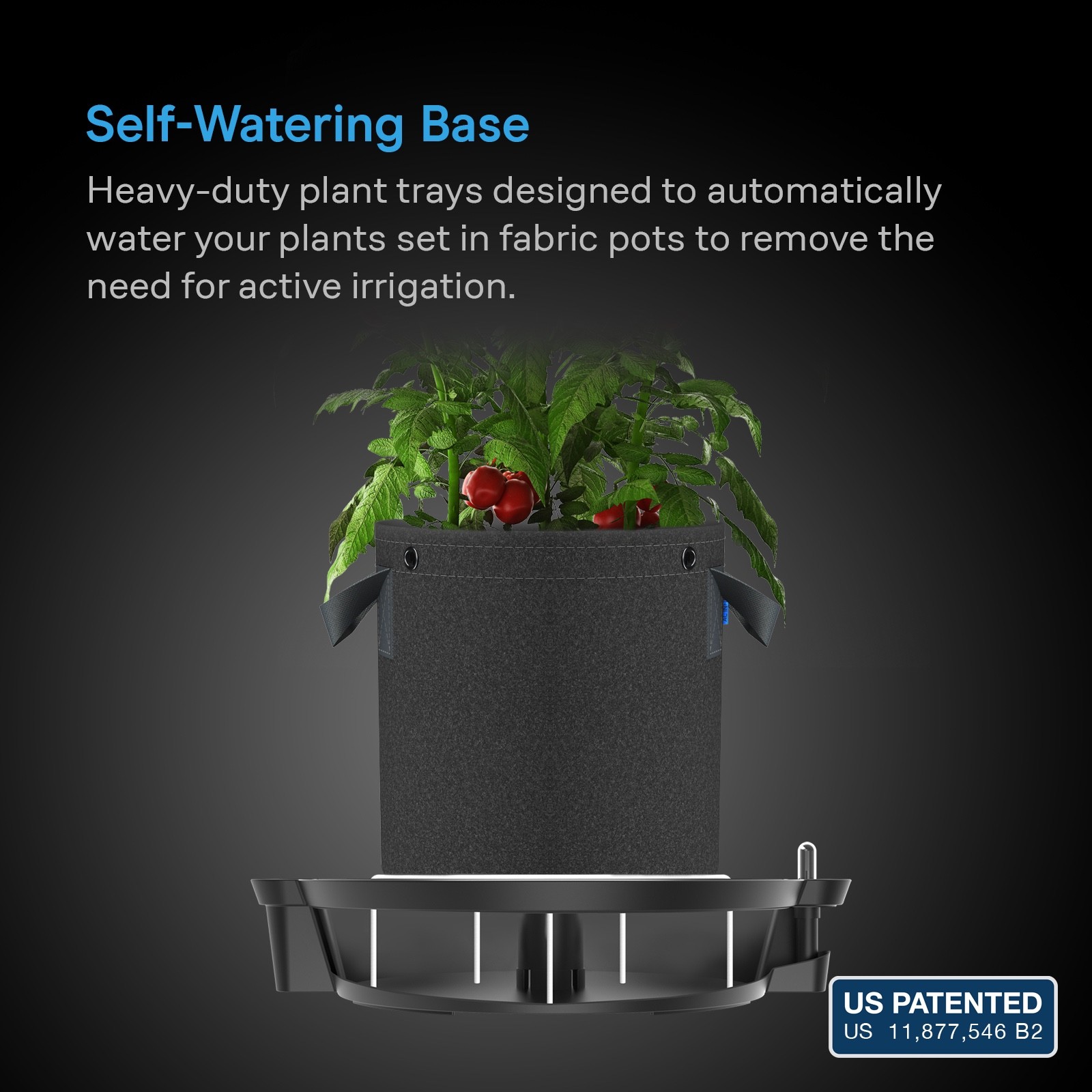 Self-Watering Fabric Pot Base XL , For Grow Tents, Greenhouses, Gardens, 4-Pack gallery