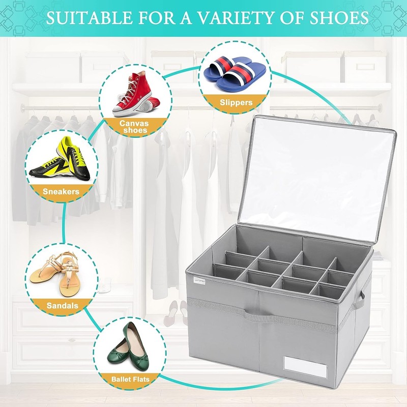 Stylish Clear Shoe Boxes with Bottom Support, Fits 16 Pairs - Perfect Organizer gallery
